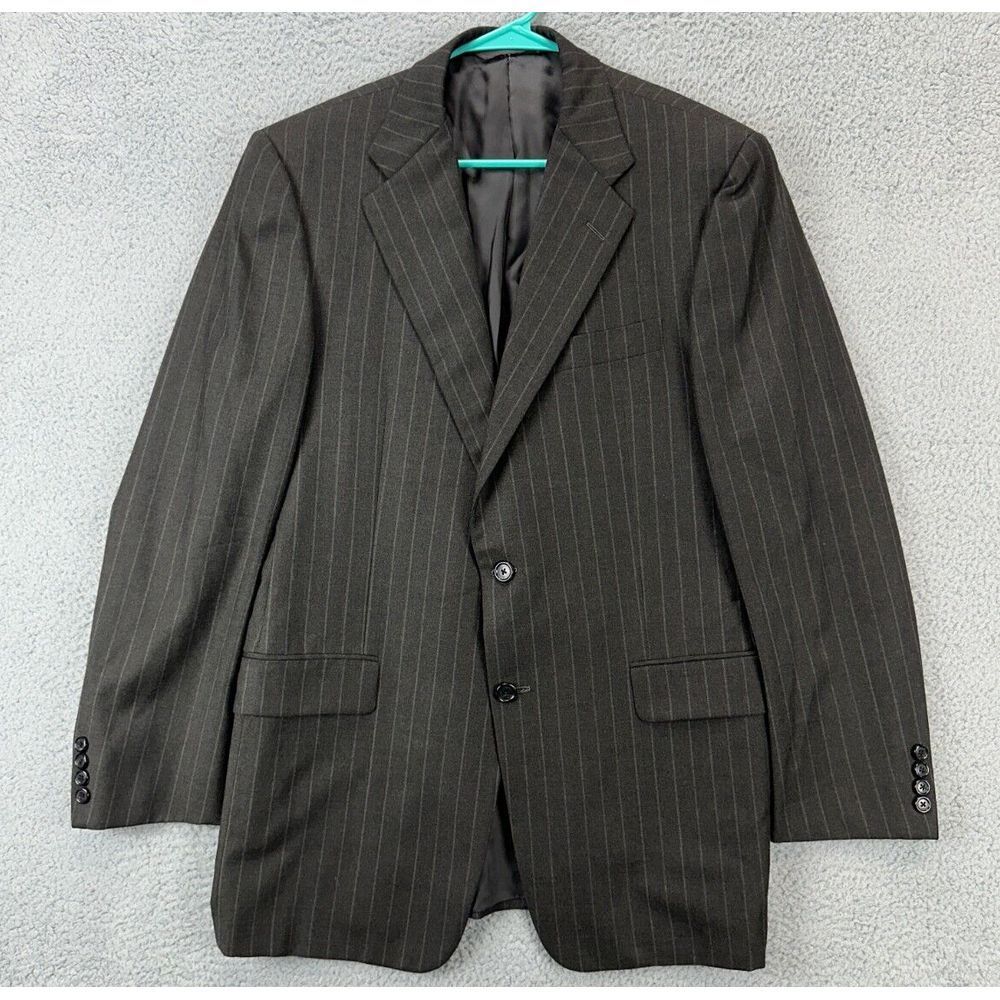 Hickey-Freeman Blazer Mens 40R‎ Grey Striped Wool Cashmere Blend 2 Button Tuxedo